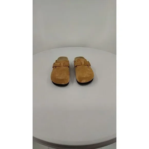 Quince Womens Water Repellent Suede Clog Mule Pecan Shoes 9 - Picture 3 of 3